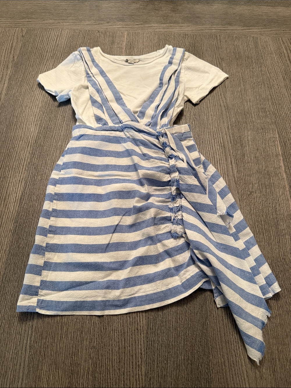 Habitual White and Light Blue Striped 2 Piece Dress